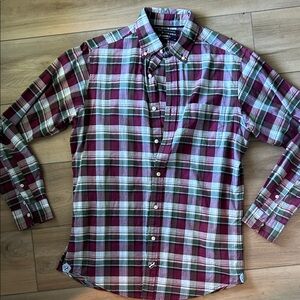 Daniel Cremieux Burgundy and Green Plaid Shirt